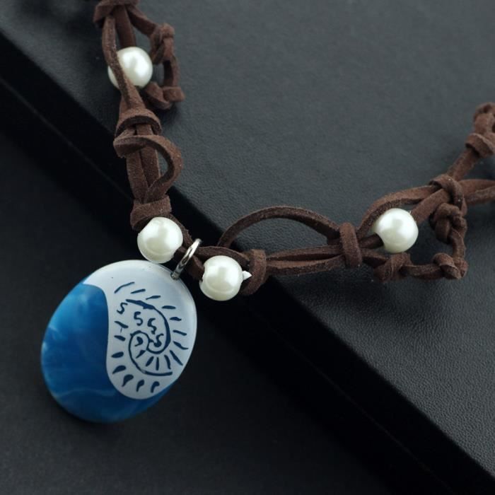 Collier Vaiana (Moana) - Pendentif Cœur Océan Luminescent - Réglable 40+5 Cm - Pour Déguisement Ou Cadeau - Vert Phosphorescent