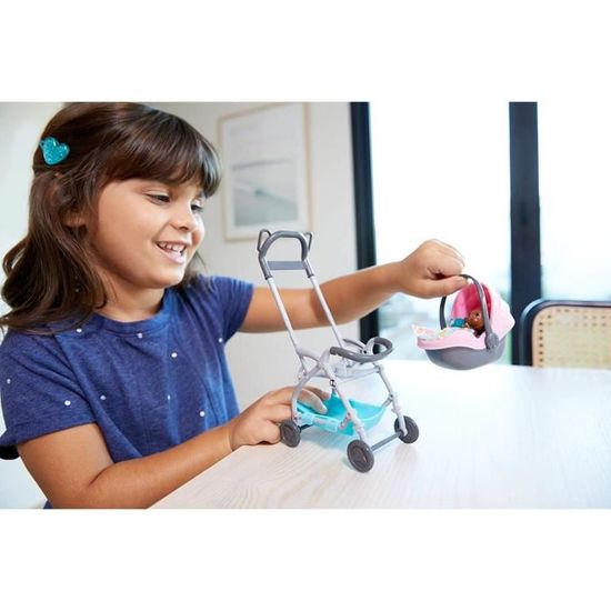 Barbie Famille Skipper Baby Sitter Petite Figurine Bebe Avec Poussette Rose Et Bleu Cosy Amovible Et Accessoires Jouet Pour Enfan Cdiscount Jeux Jouets