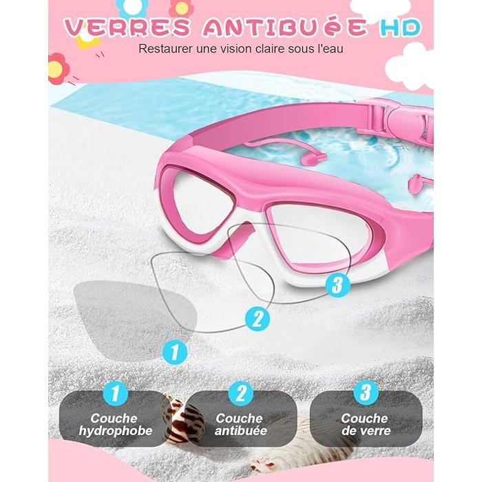 Lot De 2 Lunettes De Natation BYZESTY - Anti-buée, Anti-fuite, Réglables (Noir Et Bleu)