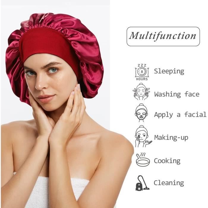 Lot De 2 Bonnets De Nuit NUSITOU En Maille - Filet à Cheveux élastique Pour Femmes - Lavable - Pour Sommeil Et Maquillage
