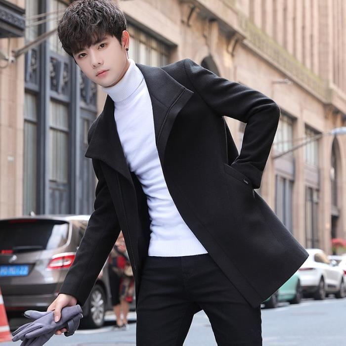 Manteau caban manteau en laine pour homme coupe vent Long Trench