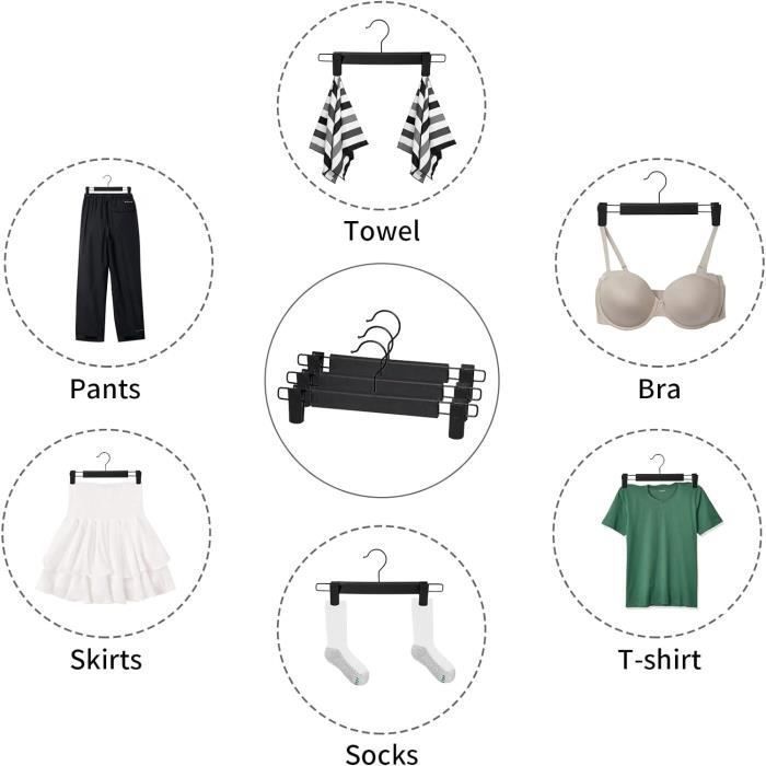 COM-FORT HOUSE | Cintres En Métal Noir | Antidérapants Et Résistants | Idéals Pour Vestes, Pantalons, Blouses | Pack De 10 | Leroy Merlin