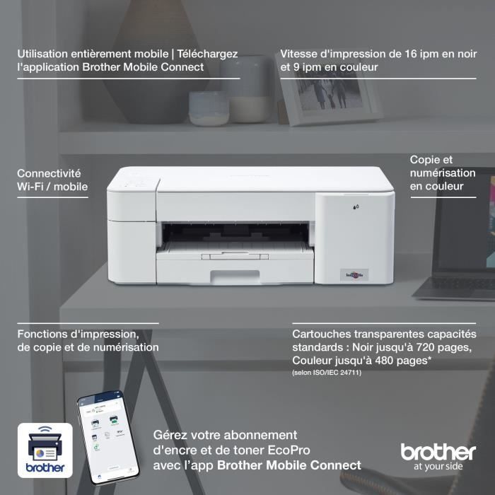 Brother DCPJ1200WE Imprimante multifonction à jet dencre couleur A4  imprimante, scanner, photocopieur USB, Wi-Fi - Cdiscount Informatique