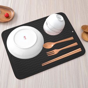 PrimeMatik Tapis De Séchage Vaisselle En Silicone Extra-Large 40,5 X 30,7 Cm – Noir – Antidérapant Et Pliable