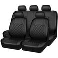 9pcs Housse de siège auto en cuir PU pour sièges avant et arrière avec protection de l'appui-tête pour voiture (Noir)-0