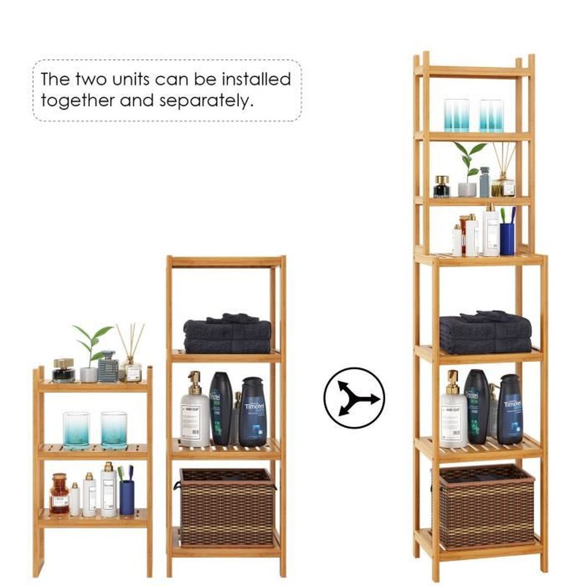 Homfa Etagere Salle De Bain En Bambou Avec 7 Etageres De Cuisine