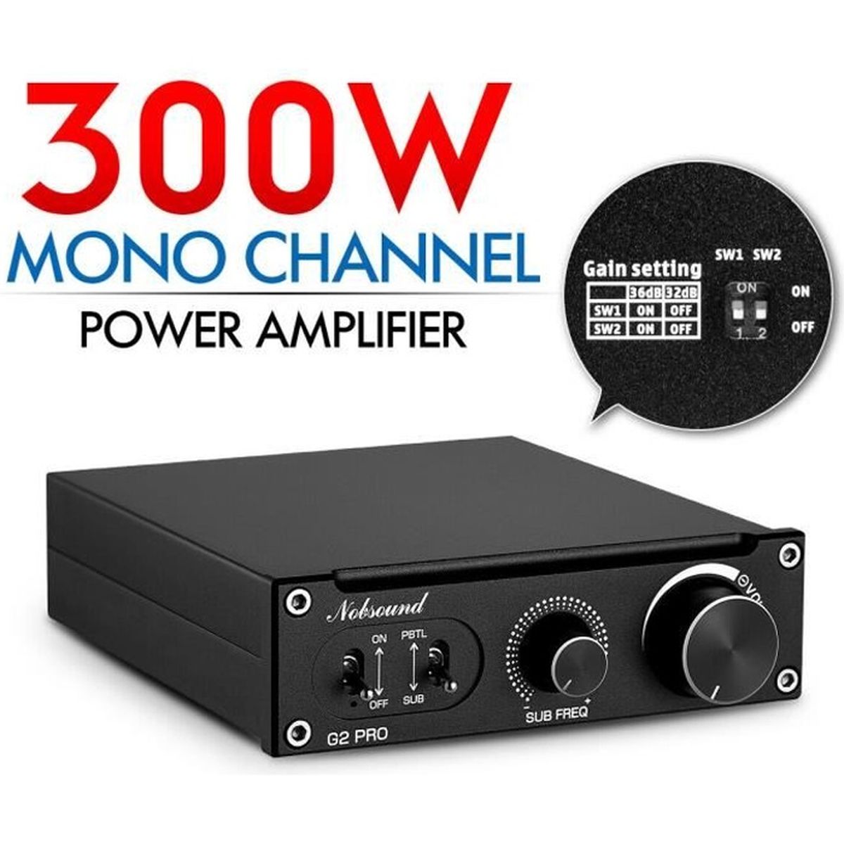 HiFi Amplificateur de subwoofer 300W Audio Mono Channel Full Frequency