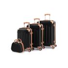 ALIGHTUP - Set de 4 Valise trolley portable 4 en 1 en ABS - 3 Valises + 1 Vanity - Marron + Noir