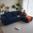 PATBRELA Canapé d'angle réversible avec méridienne, canapé modulairee dossier haute, canapé-lit à assise profonde sans assemblage bleu