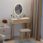PULUOMIS Coiffeuse avec LED Miroir et Tabouret - 70x34x138cm - avec 2 Tiroirs - Réglables 3 températures de Couleur
