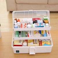 Armoire à pharmacie domestique, boîte de premiers secours, boîte de rangement multifonctionnelle, dimensions 33×18×17.5 cm (blanc)