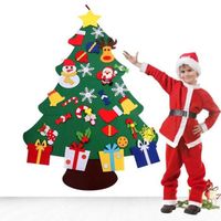 Décorations en sapin de Noël en feutre serties d'ornements - Double piqué- Tenture murale - Fait à la main 30 pièces de Noël