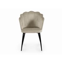 DUCHESSE - Lot de 2 chaises design en velours beige pieds noirs