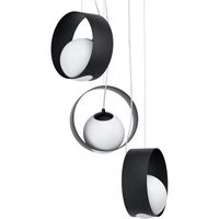 Eglo Suspension Camargo a 3 Ampoules - Moderne - Elegante - en Acier et Verre - Noir et Blanc - Lampe de Table de Salon Suspe