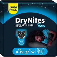 LOT DE 3 - HUGGIES : DryNites Teen - Slips de nuit garçons 8-15 ans (27-57kg) - 13 culottes