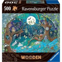 Puzzle en bois Forêt fantastique 500 pièces robustes et naturelles dont 40 figurines en bois (whimsies), Qualité premium - Pour enfa