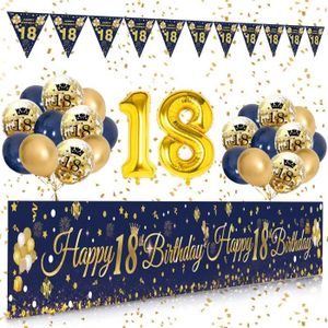 Decoration Anniversaire Bleu Marine Et Or Cdiscount