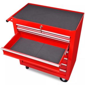 DIABLE KAI Chariot à outils d'atelier avec 7 tiroirs Rouge