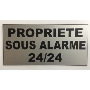 9 versions plaque gravée PROPRIETE SOUS ALARME 24/24 petit format 