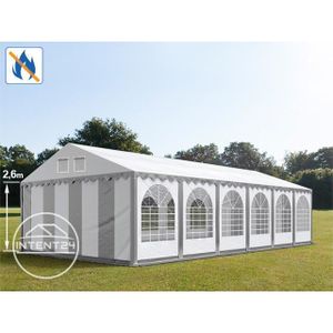 TONNELLE - BARNUM Tente de réception TOOLPORT 6x12m PVC anti-feu - Gris-blanc - Autoportante - Grande capacité d'accueil
