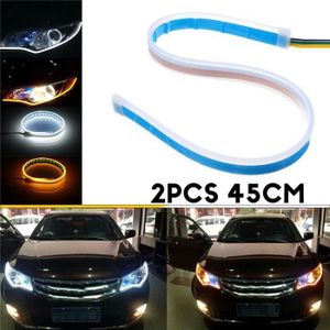 VIGORFLYRUN PARTS LTD 2 Pcs 45 cm Flexible Tube Souple LED Bande De Lumi/ère Voiture DRL Feux de Jour Phare Antibrouillard Lampe Ange Yeux Clignotants 5 W
