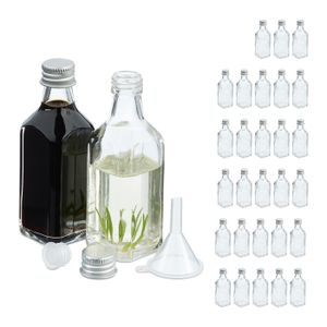 Lot De 10 Petits Flacons En Verre Avec Bouchon à Vis Noir - Transparents - Neuf