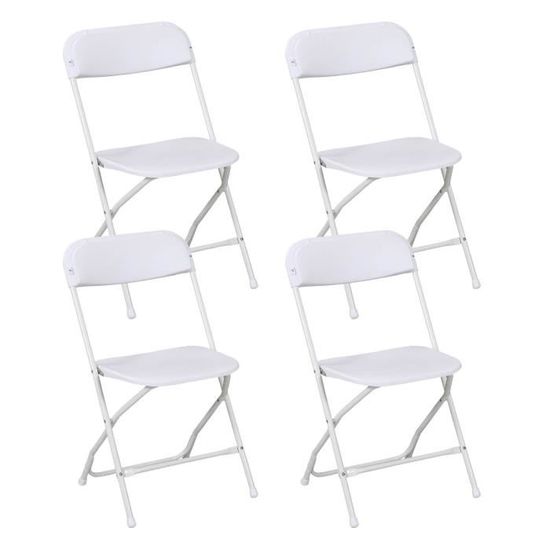 Lot de 4 chaises pliantes blanches, 49x44.5x80.5cm...  blanc