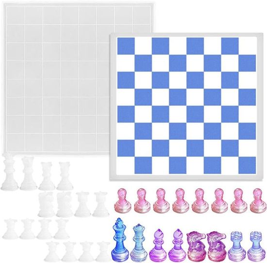 Welhammsae Moule d'Échecs en Silicone, 16 Pièces Moule pour Pièces d'Échecs 3D, Ensemble de Welhammsae Moule d'Échecs en Silicone, 16 Pièces Moule pour Pièces d'Échecs 3D, Ensemble de