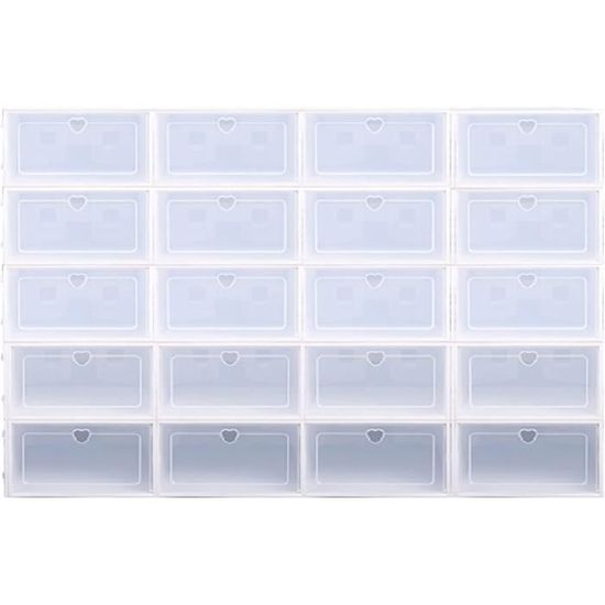 4 Boîtes à Chaussures Transparentes Empilables – Rangement Gain De Place, Anti-Poussière, Plastique Résistant – Tiroir Pratique Pour Organiser - 4