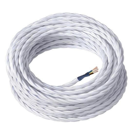 Fil électrique Torsadé Recouvert De Tissu Coton - Couleur Océan - Section 2x0.75mm² - Longueur 5 Mètres