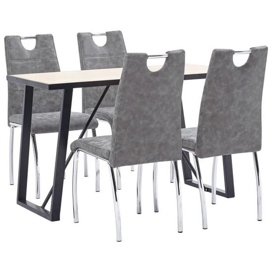 *DE2665Chic Ensemble table à manger de 4 à 6 personnes + 4 chaises - Contemporain - Ensemble de Salle à Manger 5 pcs Mobilier Gris S