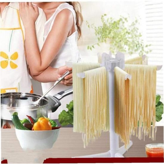 Séchoir à Pâtes Pliable En Bois - Support Pour Spaghetti & Nouilles Fraîches | 49.5x49.5x44cm | 9 Tiges Amovibles - 5