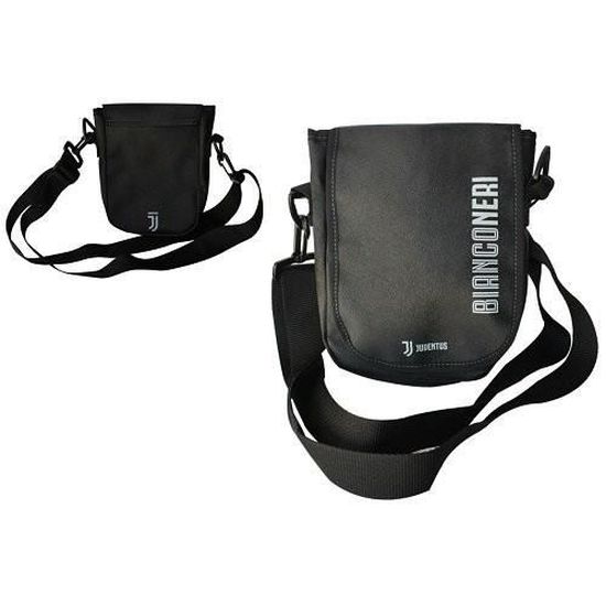 Sac en cuir ecologique Juventus Bandouliere zippee Noir Noir Cdiscount Bagagerie Maroquinerie