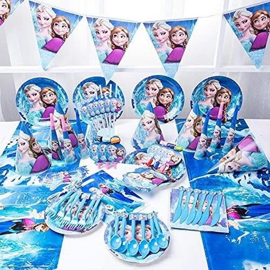 La Reine Des Neiges Elsa 145 Pieces Vaisselle De Fete D Anniversaire D Enfant Decoration De Table Set De Table Pour 10 A161 Cdiscount Maison