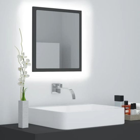 Miroir à LED de salle de bain - IKAYAA - Gris - Aggloméré - 40x8,5x37 cm