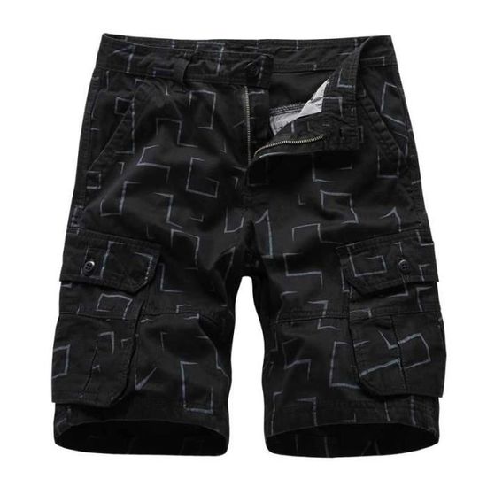 Short VTT Homme MTB – XXL (38x12), Noir, Cargo, Taille Ajustable, Poches