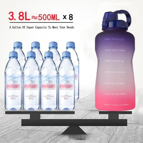 Motswedi Gourde 1l, Réutilisable, Gourde Sport, Anti-Fuite, Bouteille D'eau, Avec Marqueur De Temps, Bouteille, Sans BPA, Pour Fitness, Sport, Yoga, Randonnée, Rose&Rosé