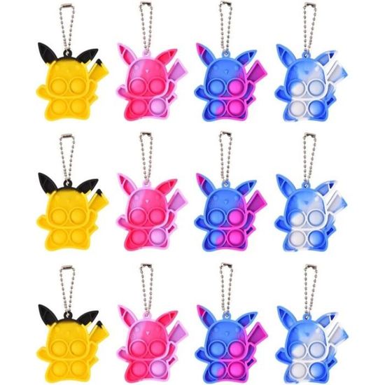 Lot De 12 Mini Pop Fidget Toys Carrés - Jouets Anti-stress TDAH, Porte-clés, Couleurs Vives - 3