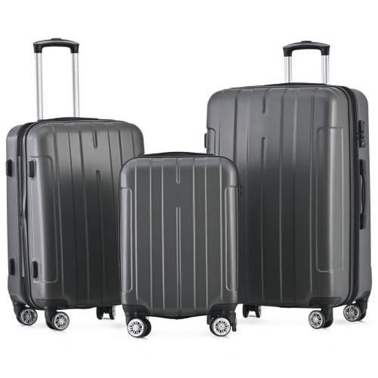 Set de 3 valises de voyage à coque rigide trolley avec 4 roues