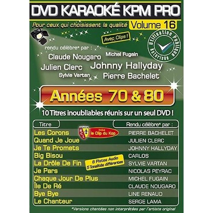 DVD Karaoké KPM Pro - Vol. 16 : Années 70 & 80