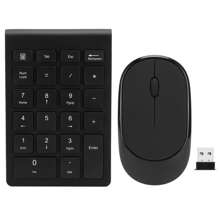 BOYOU Ensemble de souris sans fil clavier numérique sans fil ultra-mince sans clé 2.4G sans fil 2.4G pour RF304T