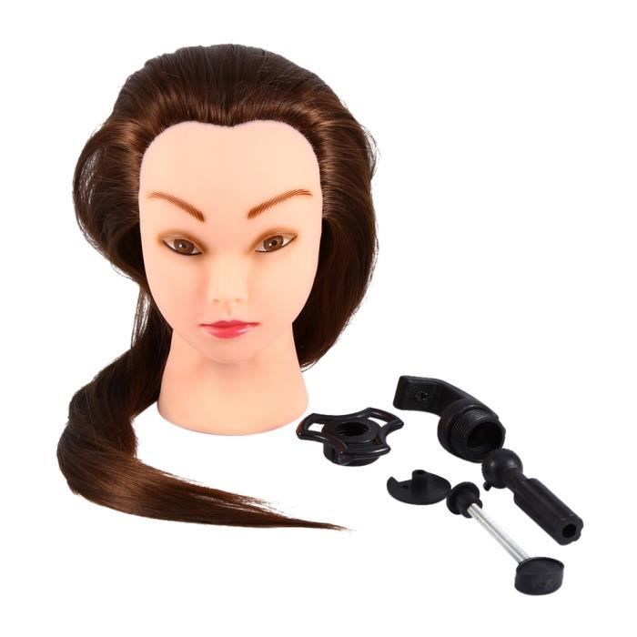 Tête à coiffer Professionnelle Mannequin Head 24 inch 30% Vrais Cheveux Humains - 24- Cheveux + Support -WER