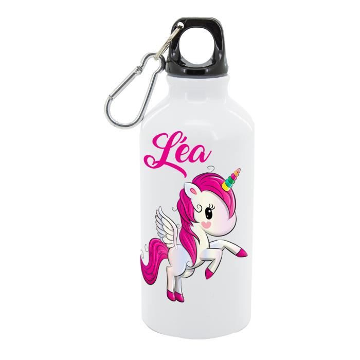 Gourde Aluminium licorne "Choisissez votre prénom"|Gourde sans BPA , Bouteille d'eau ,Gourde à personnaliser, Gourde enfant