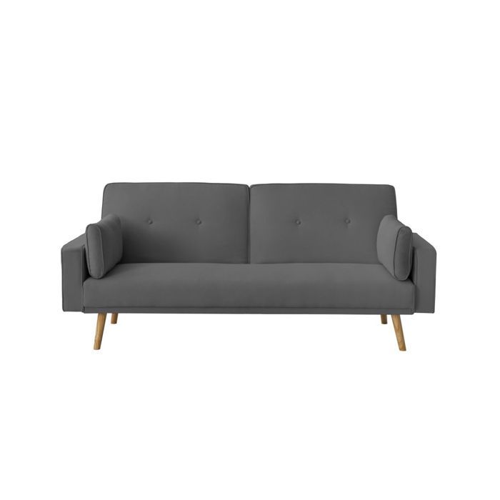 Canapé droit ELGA convertible 3 places en tissu - Gris foncé