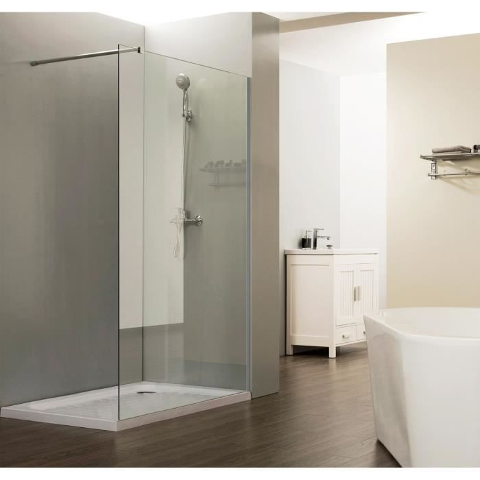 CREAZUR Paroi de douche italienne fixe Calypso - 100 cm - Verre trempé 8 mm
