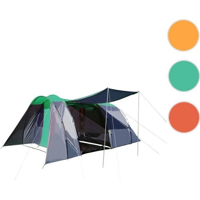 Tente de camping HWC-A99, 6 personnes, dôme ~ vert/gris