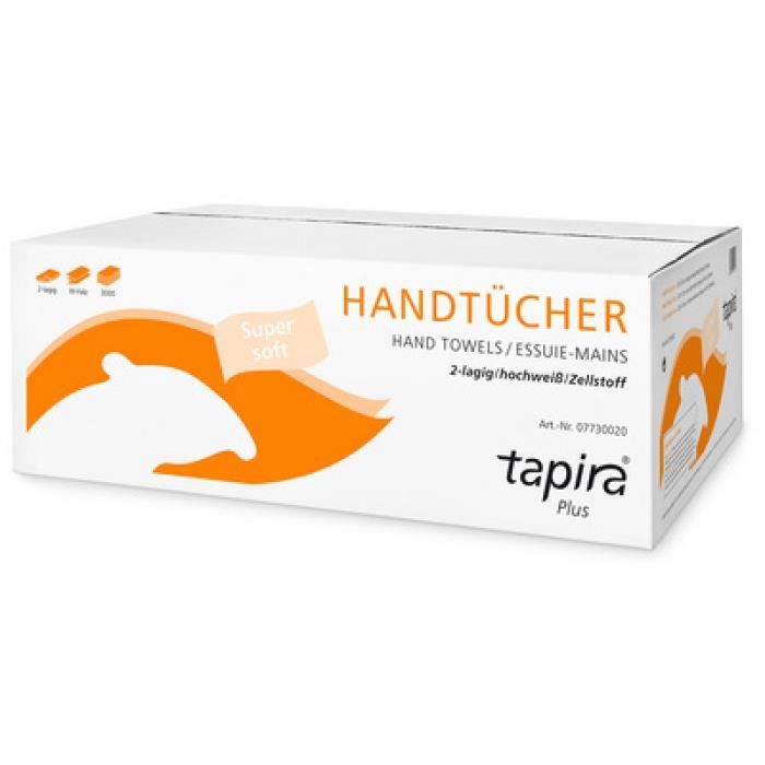 Tapira Essuie-mains Plus, 203x320 mm, plié en W, extra blanc 0,000000 Noir