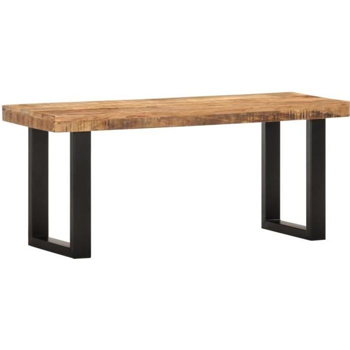 Banc coffre de salle à manger 110 x 35 x 46 cm Bois de manguier brut massif et acier