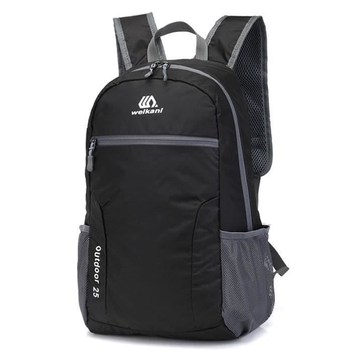WEIKANI 25L Ultra-leger Emballable Sac A Dos Etanche Sacs a Bandouliere Pliable En Plein Air Sport Camping Randonnee (noir)