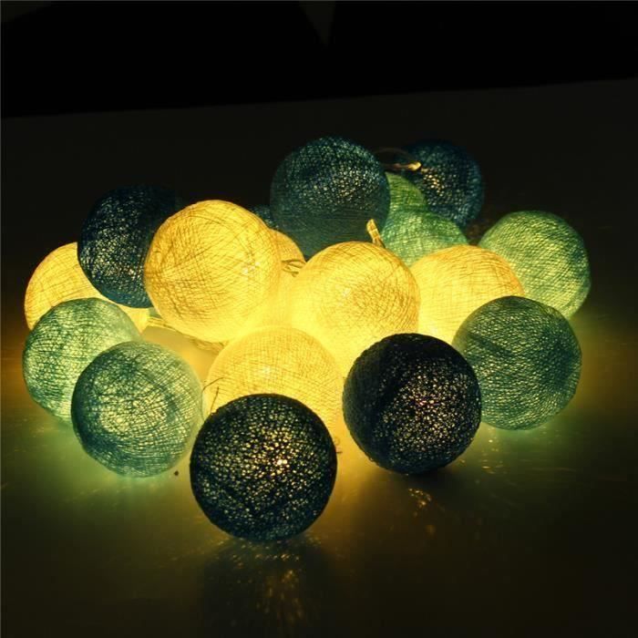 2.3M 20LED Guirlande lumineuse a pile DIY coton boule mariage fête noël décor(SANS piles) BLEU Ve11654